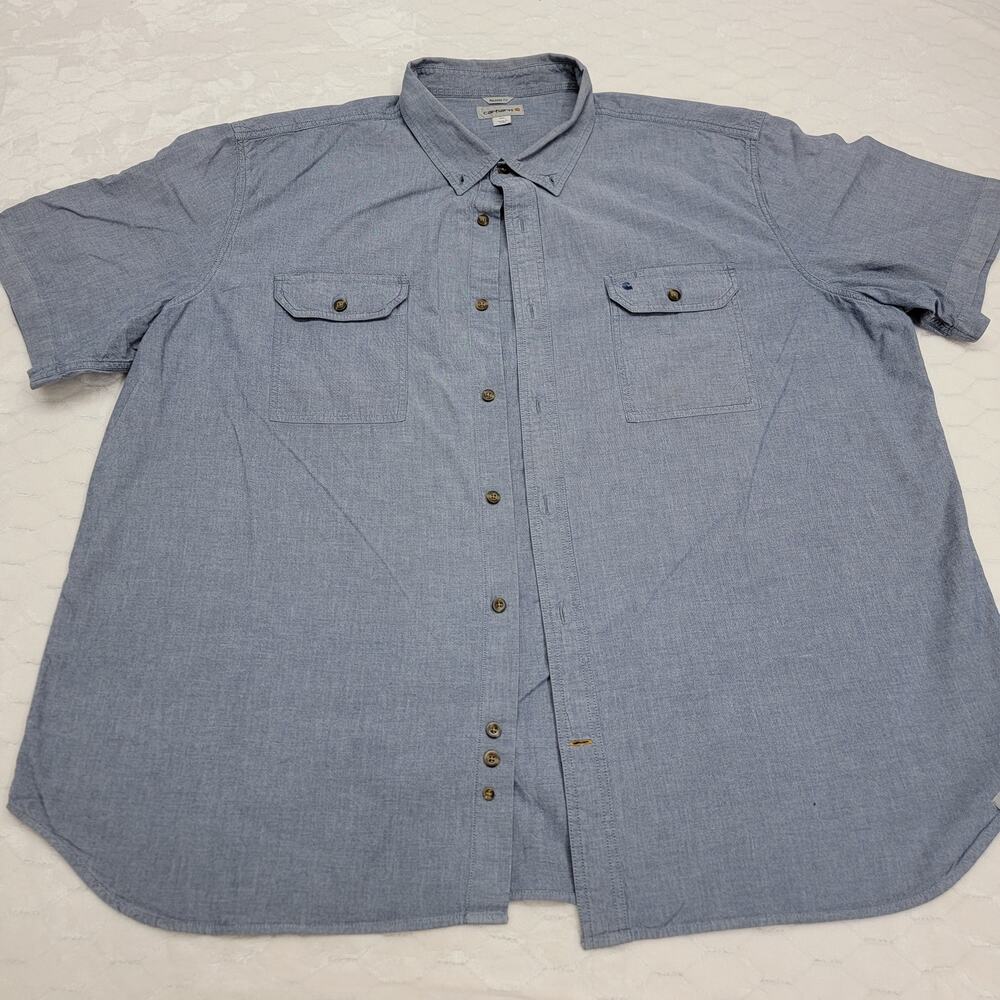 Carhartt Men's 4XL Shirt Relaxed Fit Blue Chambray Button Down Short Sleeve 4XG